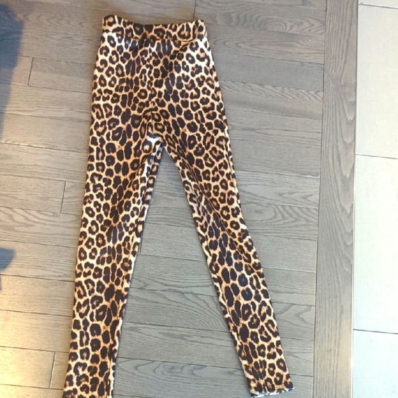Topshop Brown Leopard Print Leggings - Size 2 NWT - Picture 2 of 5